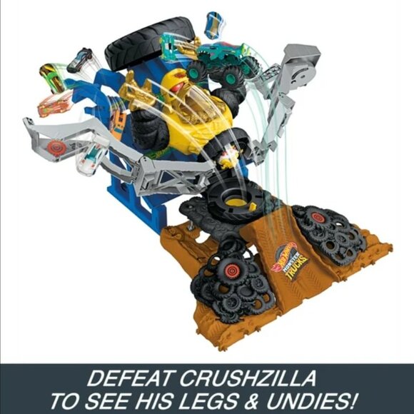 NEW Hot Wheels Monster Trucks Arena Smashers Mega-Wrex Vs Crushzilla Takedown Pl - Picture 14 of 15